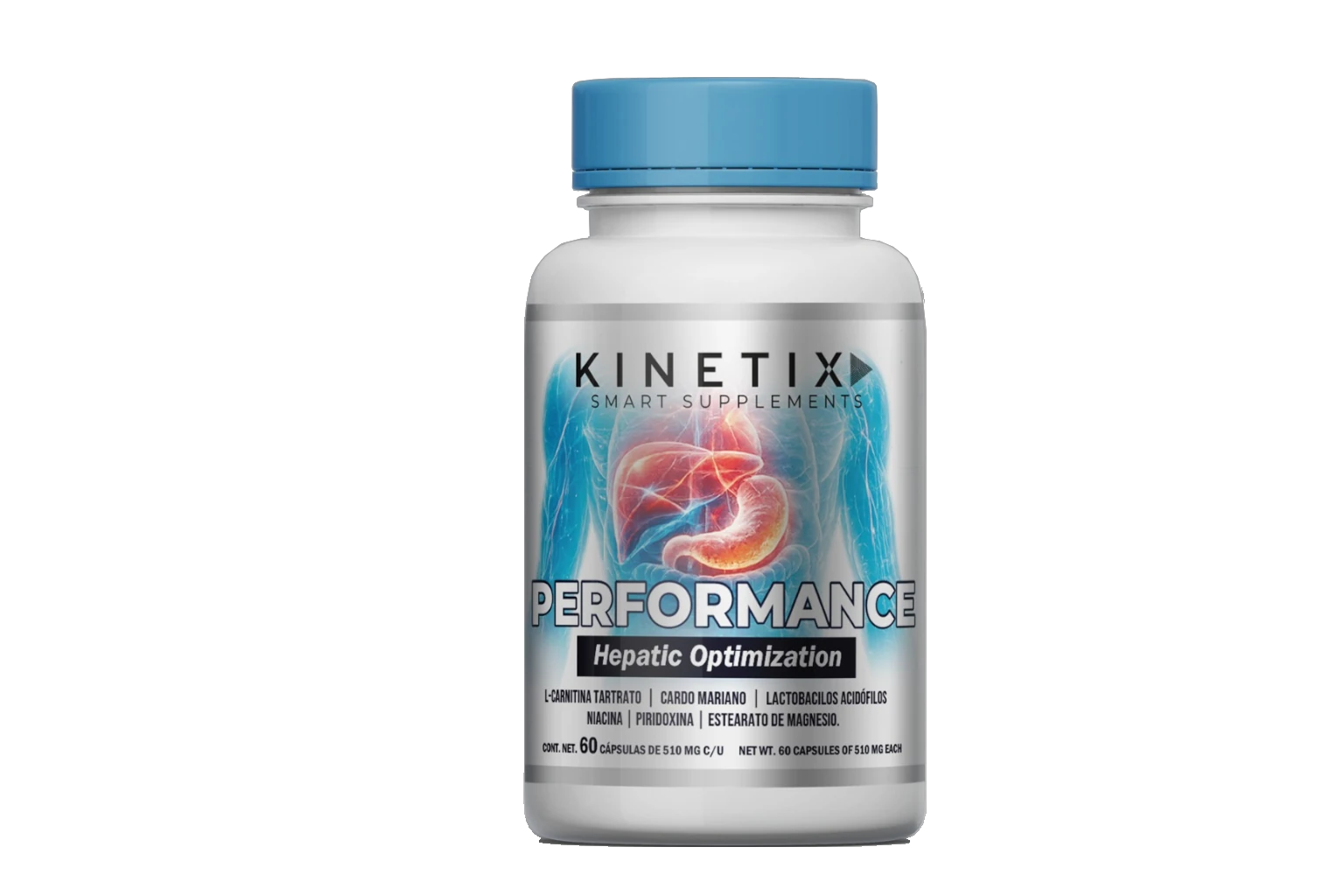 PERFORMANCE · HEPATIC OPTIMIZATION · 60 CAPS 510 MG | Soporte Hepático y Metabolismo Energético Integral
